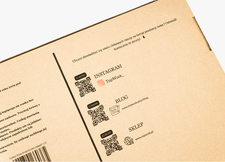 karton fasonowy z własnym nadrukiem zaproszenie do subskrypcji social media ruch na stronie instagram blog strona sklepu